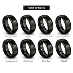 font options for inside engraving on black roses bloom rings