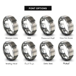 font options for inside engraving on grey roses bloom rings