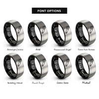 font options for inside engraving on black & gray rotary cutter rings