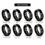font options for inside engraving on black & grey rotary tool rings