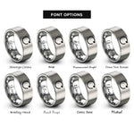 font options for inside engraving on grey rotate arrow circle rings