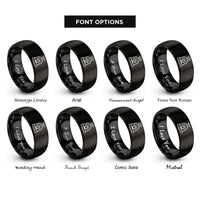 font options for inside engraving on black rotating beacon rings