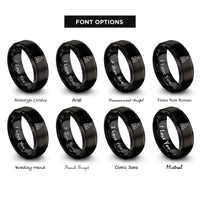font options for inside engraving on black rotating beacon rings