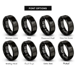 font options for inside engraving on black rotating beacon rings