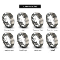 font options for inside engraving on silver rotating beacon rings