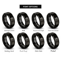 font options for inside engraving on black rotor blade rings