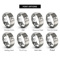 font options for inside engraving on silver rotor blade rings