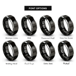 font options for inside engraving on black & silver rottweiler rings