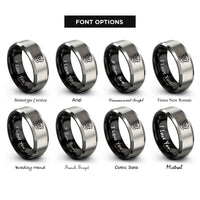font options for inside engraving on black & grey rottweiler rings
