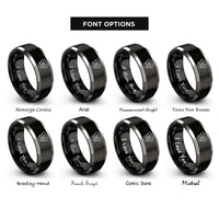 font options for inside engraving on black & gray rottweiler rings