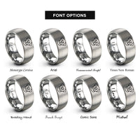 font options for inside engraving on silver rottweiler rings