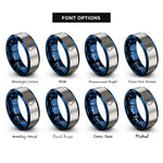 font options for inside engraving on blue & silver round bottom flask rings