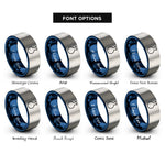 font options for inside engraving on blue & gray round bottom flask rings