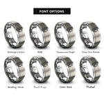 font options for inside engraving on gray round bottom flask rings