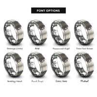 font options for inside engraving on gray round bottom flask rings