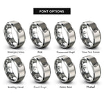 font options for inside engraving on gray round bottom flask rings