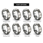 font options for inside engraving on silver round bottom flask rings