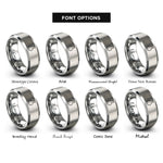 font options for inside engraving on silver round bottom flask rings