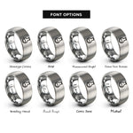 font options for inside engraving on grey round bottom flask rings