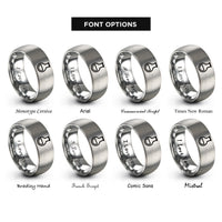 font options for inside engraving on grey round bottom flask rings