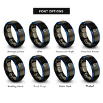 font options for inside engraving on gunmetal & blue round bottom flask rings