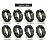 font options for inside engraving on gunmetal & blue round bottom flask rings