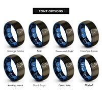 font options for inside engraving on gunmetal & blue round bottom flask rings