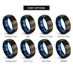 font options for inside engraving on gunmetal & blue round bottom flask rings