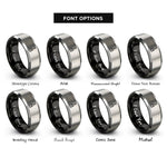 font options for inside engraving on black & gray round brush rings