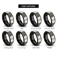 font options for inside engraving on black & grey round brush rings