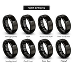 font options for inside engraving on black round brush rings