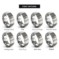 font options for inside engraving on silver round brush rings