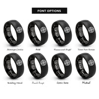 font options for inside engraving on black round shield boss rings