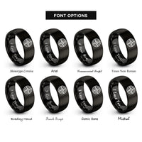 font options for inside engraving on black round shield boss rings