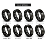 font options for inside engraving on black round shield boss rings