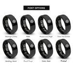 font options for inside engraving on black round shield boss rings