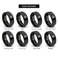 font options for inside engraving on black round shield boss rings