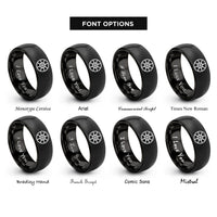 font options for inside engraving on black round shield boss rings