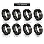 font options for inside engraving on black round shield boss rings