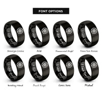 font options for inside engraving on black round shield boss rings