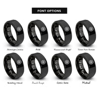 font options for inside engraving on black round shield boss rings