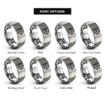 font options for inside engraving on silver round shield boss rings