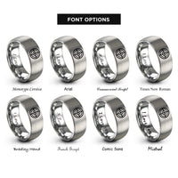 font options for inside engraving on silver round shield boss rings