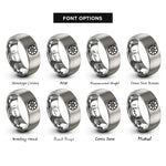 font options for inside engraving on silver round shield boss rings