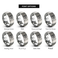font options for inside engraving on silver round shield boss rings