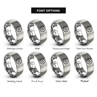 font options for inside engraving on gray round shield boss rings