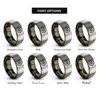 font options for inside engraving on gunmetal & silver round shield boss rings