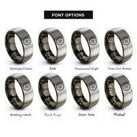font options for inside engraving on gunmetal & silver round shield boss rings