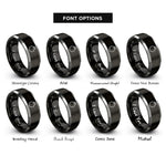 font options for inside engraving on black & grey roundel knot rings