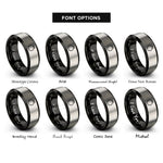 font options for inside engraving on black & grey roundel knot rings